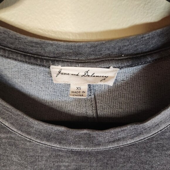 JANE AND DELANCEY Anthropologie Knit Sweatshirt Dress XS Rouching on Sleeves - Picture 3 of 12